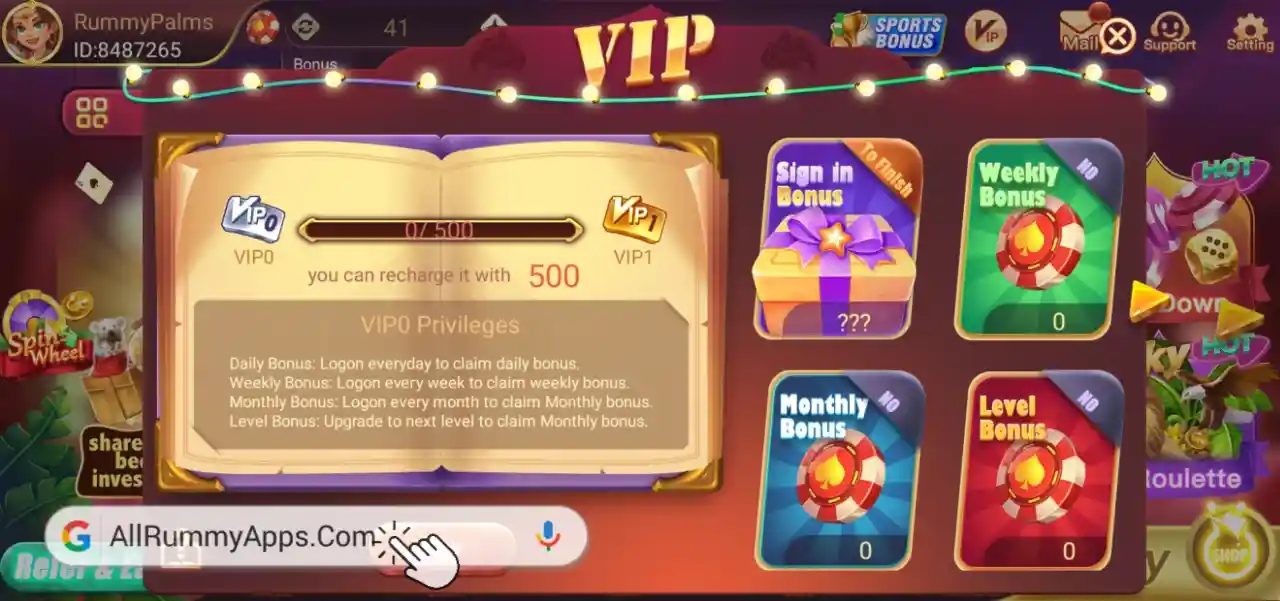 Palms Rummy VIP Features